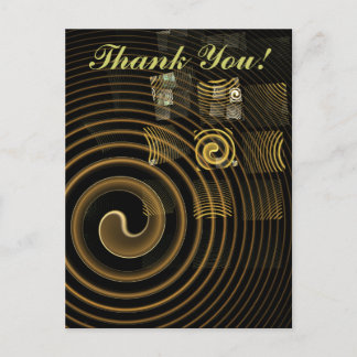 Cartão Postal Ondas Douradas Hipnóticas Arte Abstrata Moderna