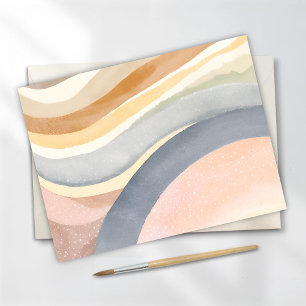 Cartão Postal Ondas Neutras Aquarela Moderna Simplista