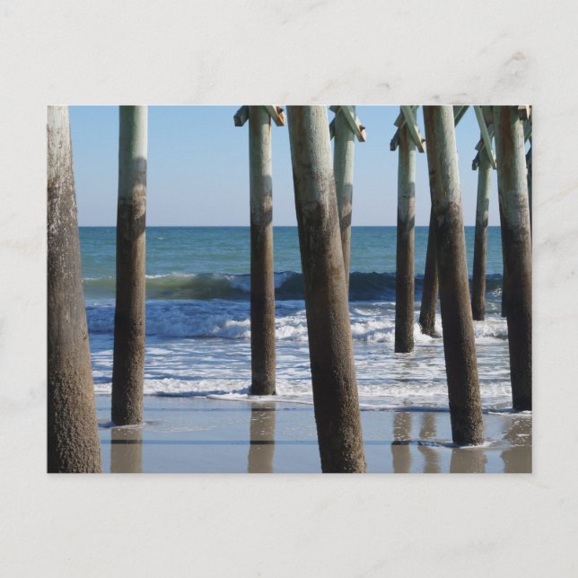 Cartão Postal Ondas quebrando debaixo do cais em Myrtle Beach (Frente)