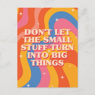 Cartão Postal Ondas Retro Groovy Com Mantra de Mindfulness
