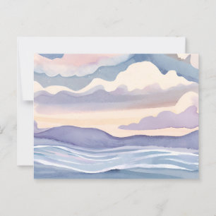 Cartão Postal Ondas Sonhadoras do Oceano Aquarela Pastel