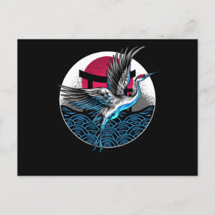 Cartão Postal Ondas voadoras japonesas com Design japonês