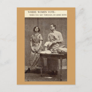 Cartão Postal Onde As Mulheres Votam Suffragette Vintage