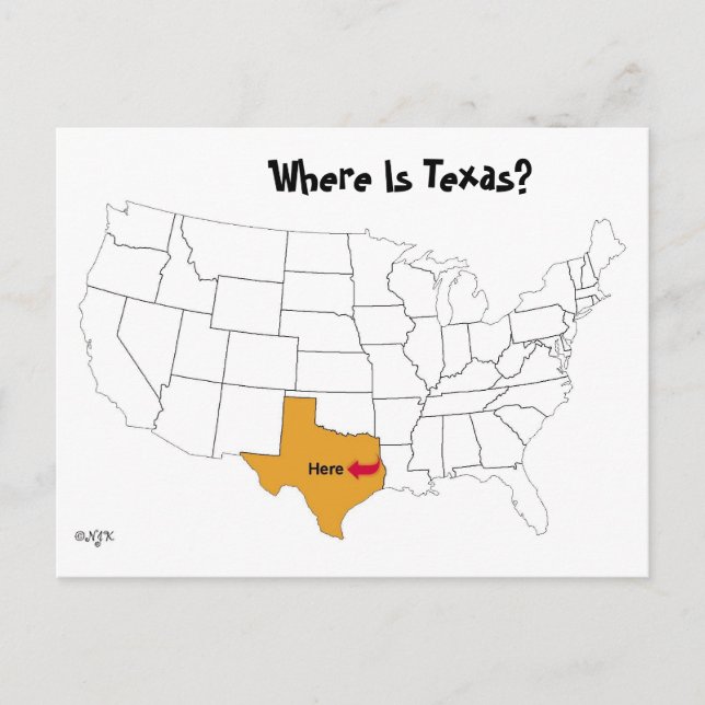 Cartão Postal Onde fica o Texas? (Frente)