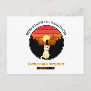 Cartão Postal Onde o Mundo Acaba Gato Fofo Pôr do Sol Retro T