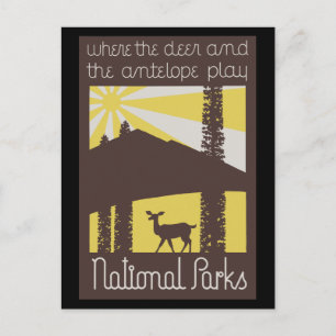 Cartão Postal onde os cervos e antílopes brincam