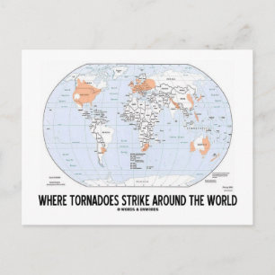 Cartão Postal Onde Os Tornados Atacam O Mundo (Mapa)