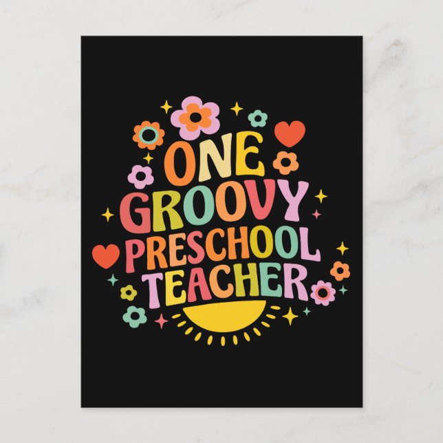 Cartão Postal One groovy preschool teacher (Frente)