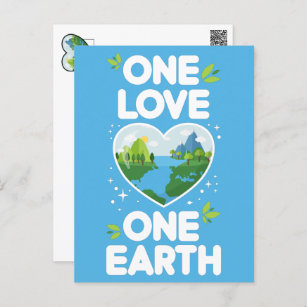 Cartão Postal One Love One Earth Heart Our Planet