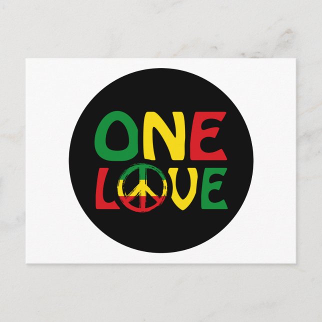 Cartão Postal One Love, Reggae design (Frente)