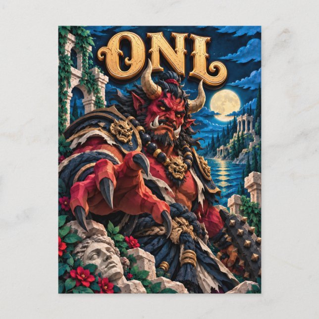 Cartão Postal Oni, Monstro de Corte de Papel (Frente)