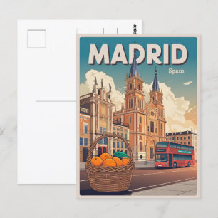 Cartão Postal ônibus de Madrid Espanha lembranças de viagem vint