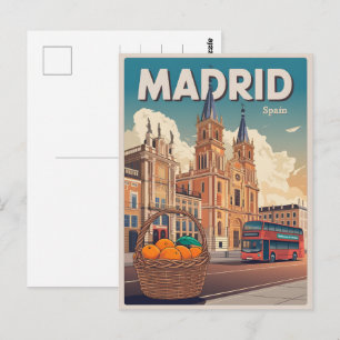 Cartão Postal ônibus de Madrid Espanha lembranças de viagem vint