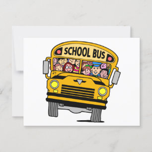 Cartão Postal Ônibus escolar com retorno às crianças da escola
