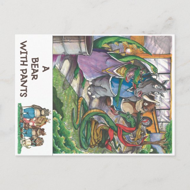 Cartão Postal Ônibus escolar do livro "A Bear With Pants" (Frente)