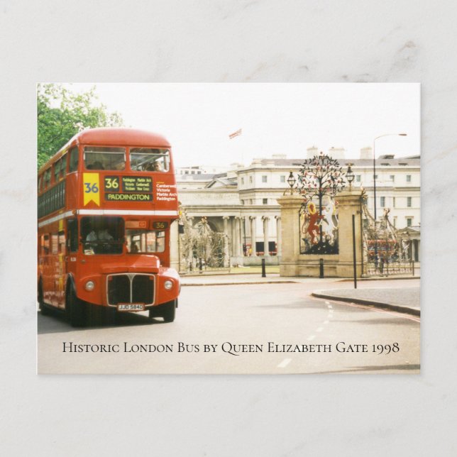 Cartão Postal Ônibus histórico de Londres pela Rainha Elizabeth  (Frente)
