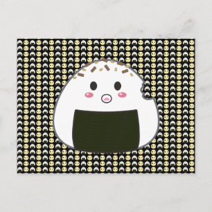 Cartão Postal Onigiri e Pintinho em preto