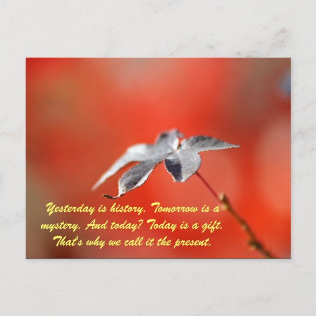 Cartão Postal Ontem é história. Amanhã é um mistério. E h (Frente)