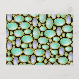 Cartão Postal Opal Brooch Gem Gemstone Turquoise Patterno