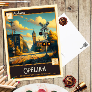 Cartão Postal Opelika, Alabama   Vintage