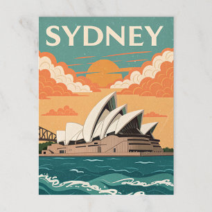 Cartão Postal Ópera em Retro Sydney Viagem