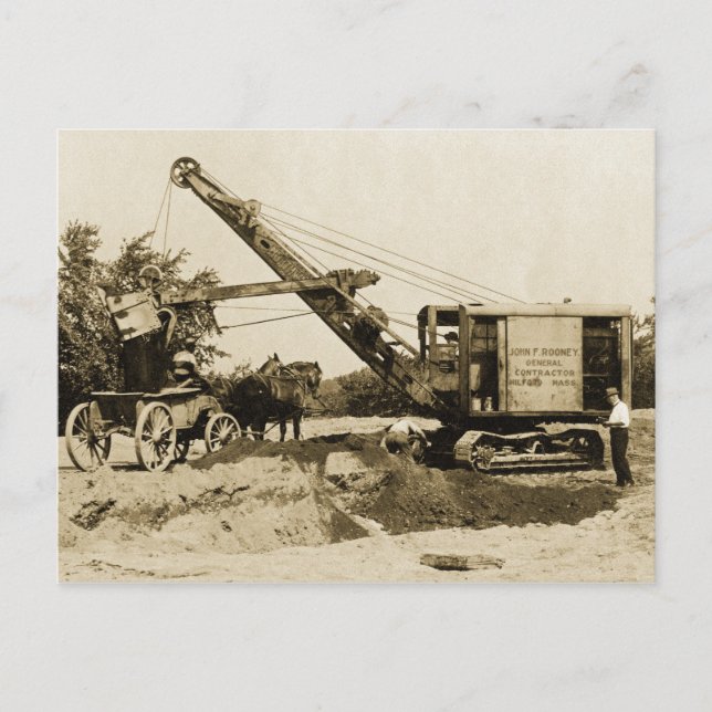 Cartão Postal Operador Crane Northwest Loading Horse n Buggy Old (Frente)