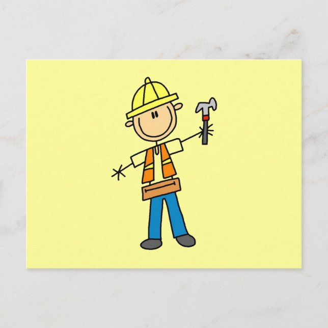 Cartão Postal Operário da Construção com Martelo (Frente)