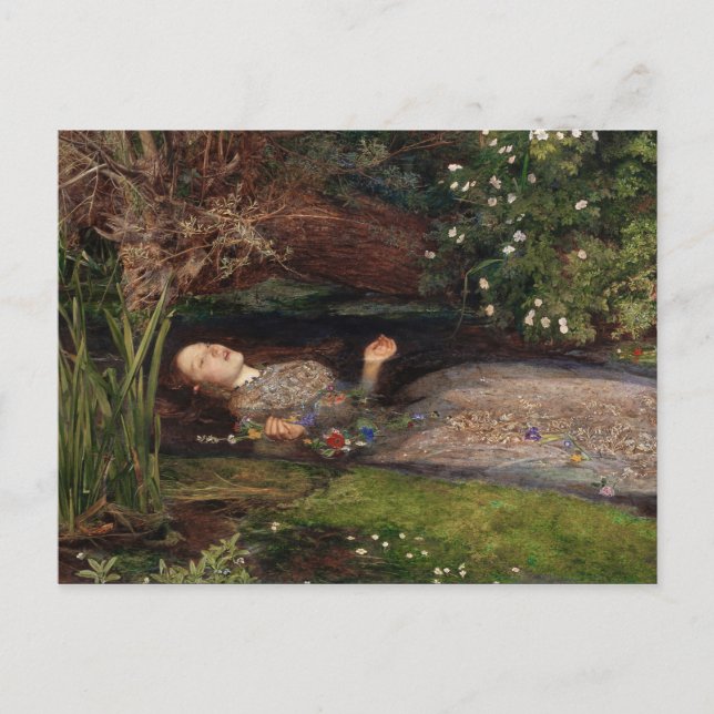 Cartão Postal Ophelia de John Everett Millais (Frente)