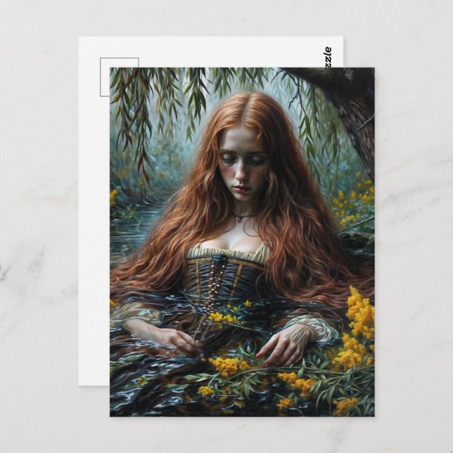Cartão Postal Ophelia Half-Submerged Original Art  (Frente/Verso)