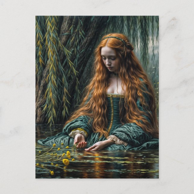 Cartão Postal Ophelia Near Willow Tree Original Art  (Frente)