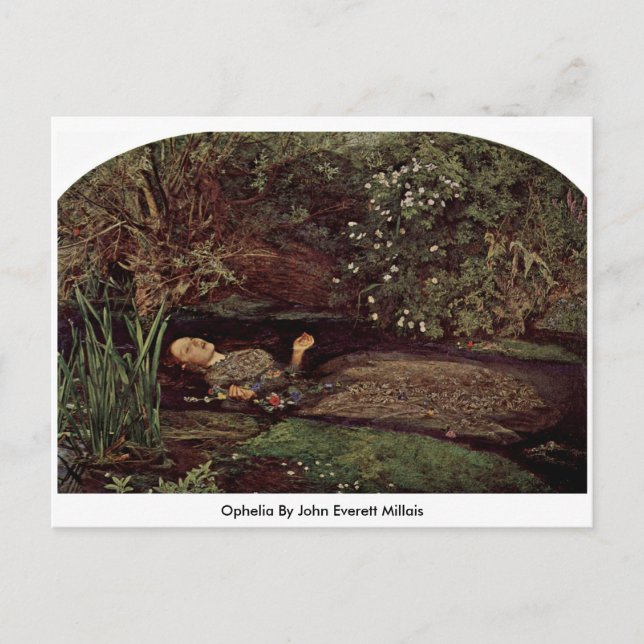 Cartão Postal Ophelia Por John Everett Millais (Frente)