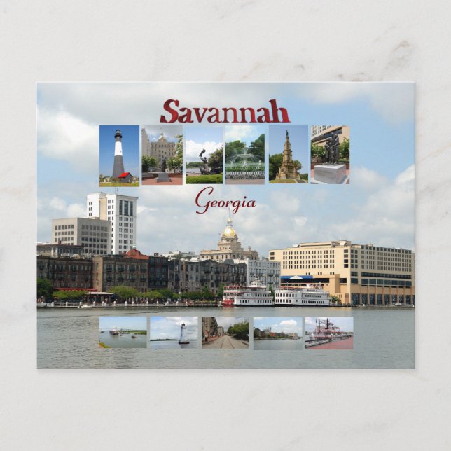Cartão Postal Opiniões de Savannah Georgia (Frente)