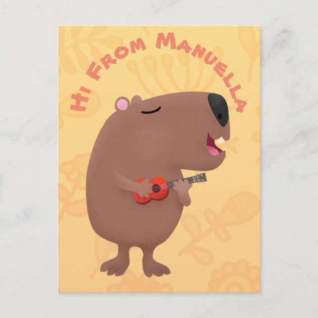 Cartão Postal Óptica desenho animado de capybara ukulele (Frente)
