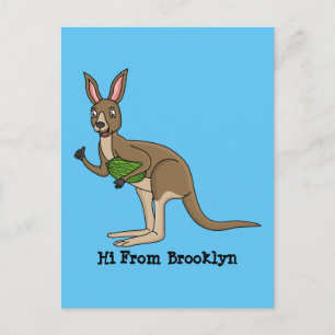 Cartão Postal Óptica ilustração de canguru australiano feliz 