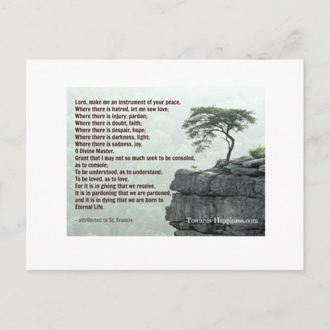 Cartão Postal Oração ao Santo Francis (Frente)