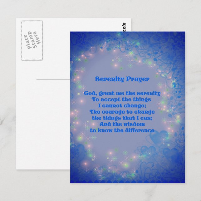 Cartão Postal Oração da Serenidade Corações Inspiradores  (Frente/Verso)