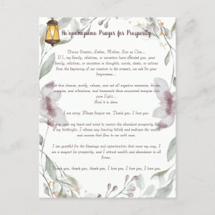 Cartão Postal Oração Ho'oponopono para Prosperidade