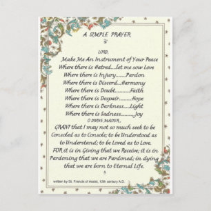 Cartão Postal oração simples=rua. francis=pope francis=florentin