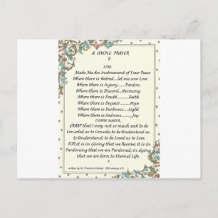 Cartão Postal oração simples=ruas. francis=pope francis=floren