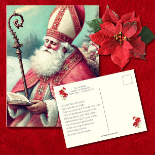 Cartão Postal Oração Vintage de São Nicolau para o Dia da Festa