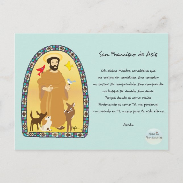 Cartão Postal Oración San Francisco de Asís (Frente)