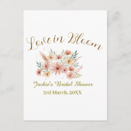 Cartão Postal Orange boho love in Bloom bridal shower name retro