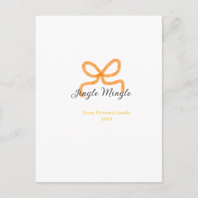Cartão Postal Orange bow jingle Mingle retro boho family namdate (Frente)