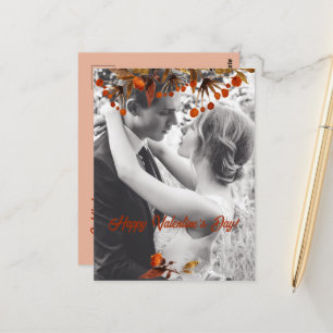 Cartão Postal Orange Brown Foliage Namorados Adicionar Sua Própr