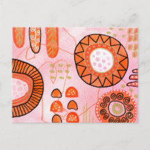 Orange Coral Abstract Postcard