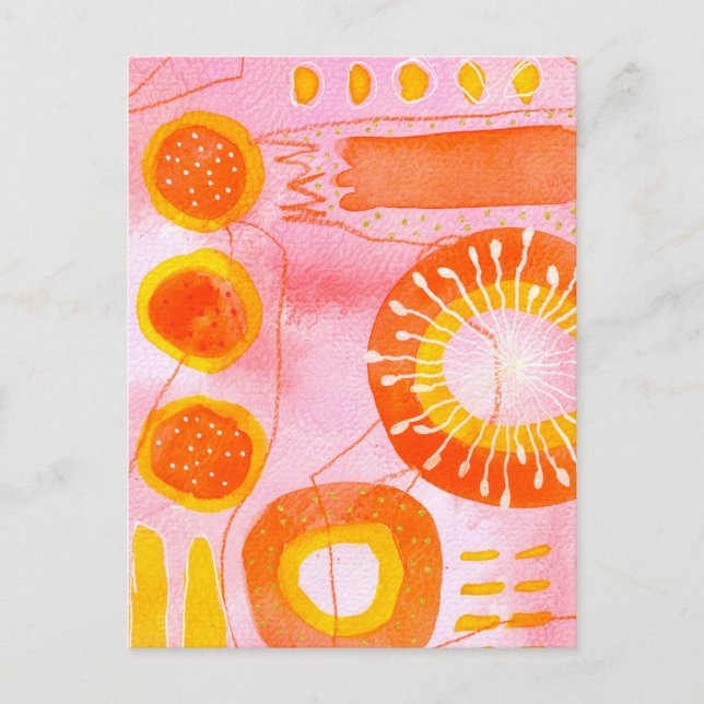 Cartão Postal Orange Coral Abstract Postcard (Frente)
