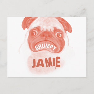 Cartão Postal Orange Coral Grumpy Puggy