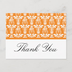 Cartão Postal Orange Damask Obrigado Cartões-postais