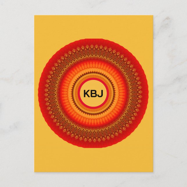 Cartão Postal Orange e Yellow Mandala (Frente)