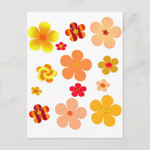 Cartão Postal Orange Floral Pop Art